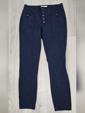 Anthropologie Navy Button-Front Ponte Skinny Jeans
